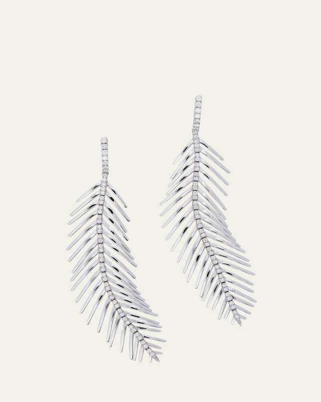 FEATHERS THAT MOVE 18K White Gold Diamond Spine Earrings
